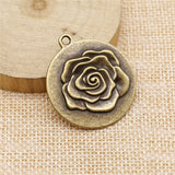 7pcs Antique Bronze Rose Flower Charms DIY Retro Jewelry Earring Keychain
