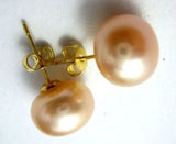 11-12mm Pink Pearl Earring in 14k/20 Yellow Gold