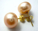 11-12mm Pink Pearl Earring in 14k/20 Yellow Gold