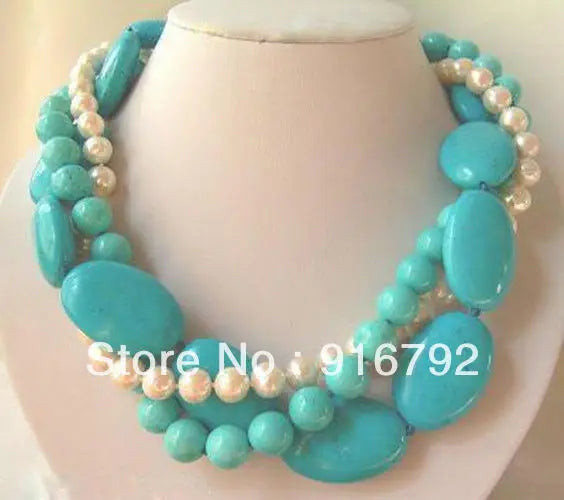 Charming 3Rows Pearl&stone Necklace