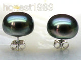 10mm Peacock Bread South Sea Pearl Earrings 14k/20