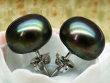 10mm Peacock Bread South Sea Pearl Earrings 14k/20