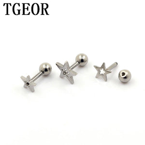 20pcs 16G Titanium Star Laser Cut Tragus Earrings