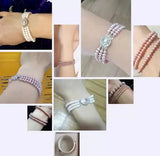 3 Row Pink Purple Pearl Bracelet with Zircon Crystal Inlay 7.5-8 Inches
