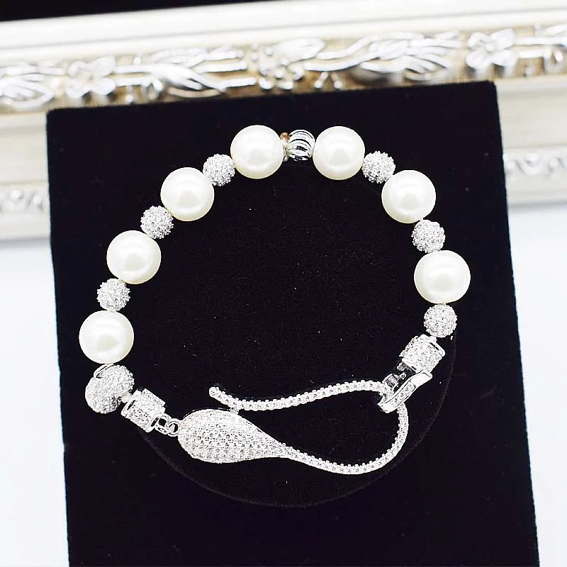 8-9mm Pearl Bracelet Micro Inlay Zircon 7.5-8inch Crystal