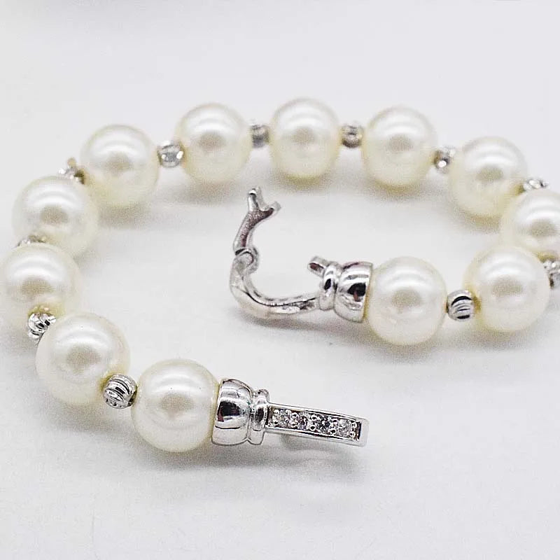 8-9mm Pearl Bracelet with Zircon Crystal Inlay