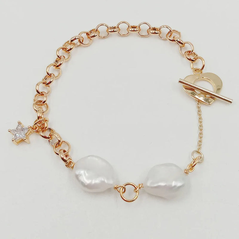 KESHI Baroque Pearl Bracelet with Eyes Beads