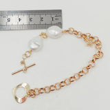Baroque Pearl Bracelet with Lock Beads, 18k Plating Chain