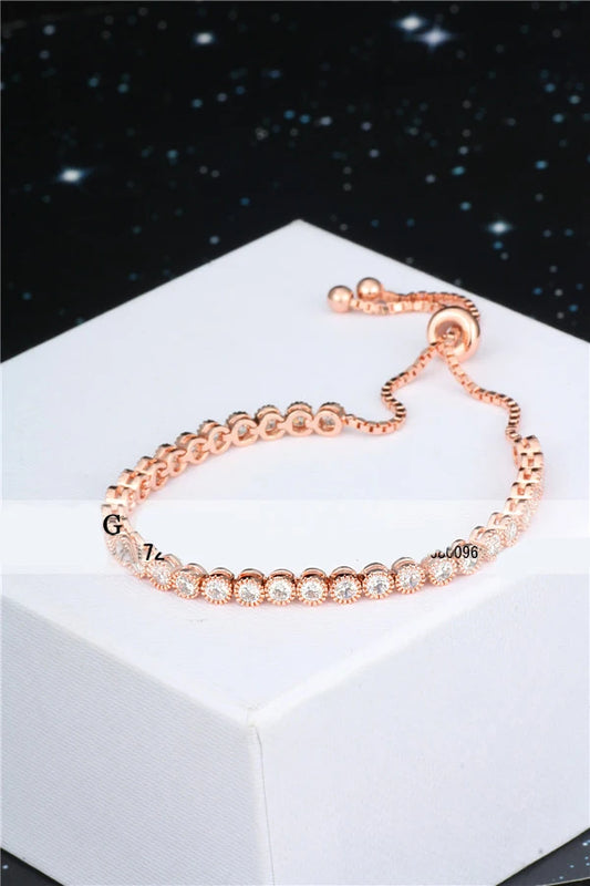 Adjustable Copper Round Stone Rose Lady Bracelet