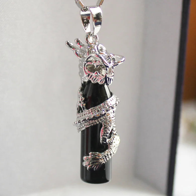 Chinese Wind Green JADE Dragon Pendant Necklace