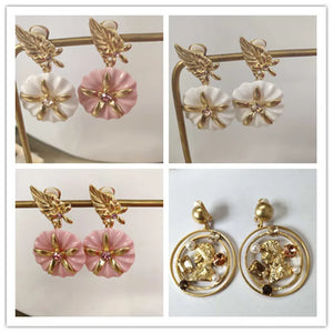 Pink Flower Resin Earclips for Women