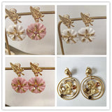 Pink Flower Resin Earclips for Women