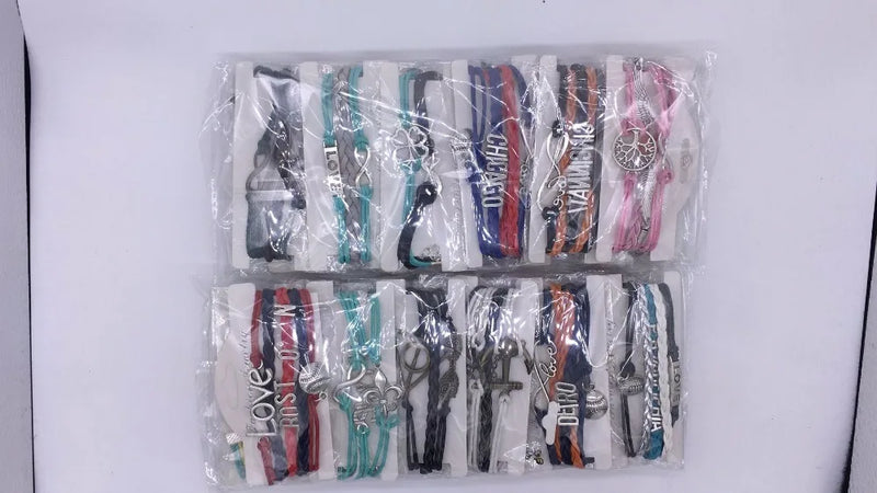 Mixed Leather Bracelet Wholesale Lot - 20pcs