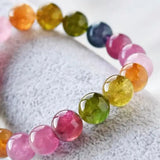 Pink Green Red Chalcedony Jade 10mm Tourmaline Bracelet Necklace
