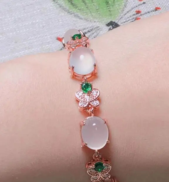 Pink Green Red Chalcedony Jade 10mm Tourmaline Bracelet Necklace