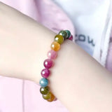 Pink Green Red Chalcedony Jade 10mm Tourmaline Bracelet Necklace