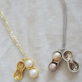 Peanut Pendant Necklace with Natural Freshwater Pearl