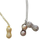 Peanut Pendant Necklace with Natural Freshwater Pearl