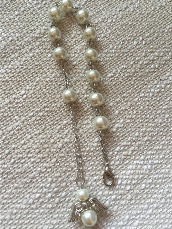 Religious Rosary Bracelet with Angel Wing Pendant