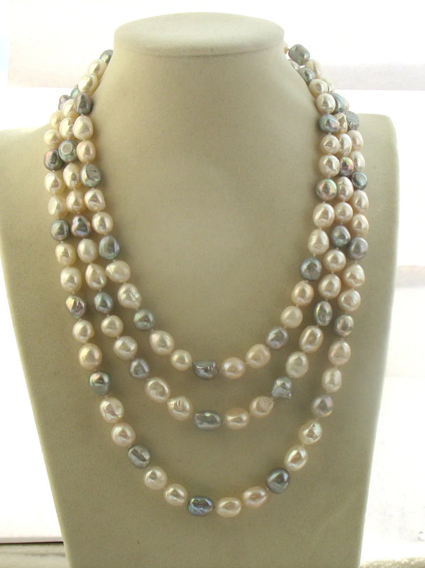 Freshwater Pearl Gray Baroque 60-Inch Necklace