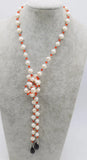 Freshwater Pearl Red/Black Quartz Necklace 40-Inch