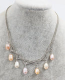 Freshwater Pearl Pink Purple Gray Rice 7-9mm Necklace 18 Inch Beads