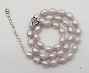 Freshwater Pearls Egg Necklace 18inch Purple 8-10mm