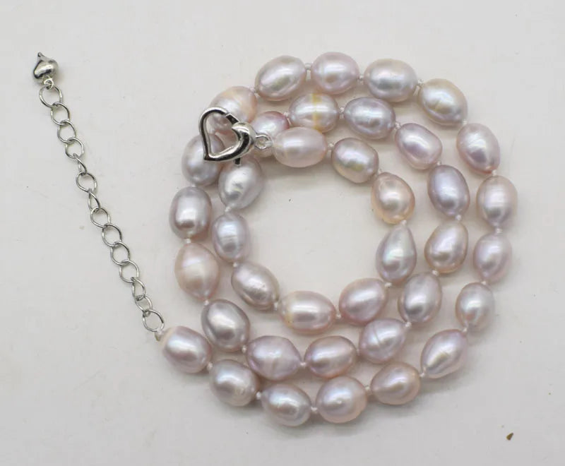 Freshwater Pearls Egg Necklace 18inch Purple 8-10mm