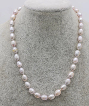 Freshwater Pearls Egg Necklace 18inch Purple 8-10mm