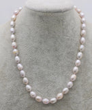 Freshwater Pearls Egg Necklace 18inch Purple 8-10mm
