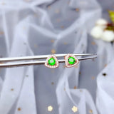 Green Diopside Gemstone Earrings - Silver Fine Jewelry