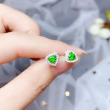 Green Diopside Gemstone Earrings - Silver Fine Jewelry