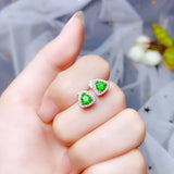 Green Diopside Gemstone Earrings - Silver Fine Jewelry