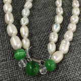 Freshwater Rice Pearl & Green Opal Necklace 7-8mm