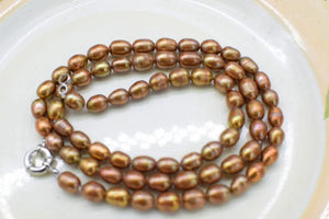 Brown Rice Freshwater Pearl Necklace 24 Inch