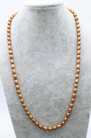 Brown Rice Freshwater Pearl Necklace 24 Inch
