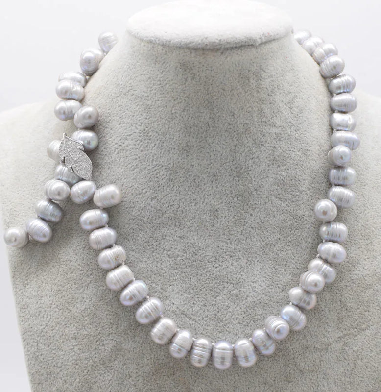 Gray Rice Freshwater Pearl Necklace 19"