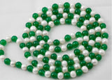 Freshwater Pearl and Green Jade 8mm Necklace 45in