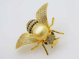 Freshwater Pearl Bee Brooch White/Black/Yellow/Gray/Jade Round Coin Beads