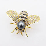 Freshwater Pearl Bee Brooch White/Black/Yellow/Gray/Jade Round Coin Beads