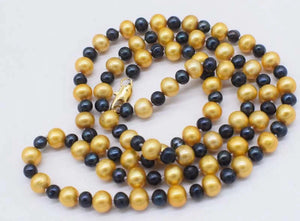Freshwater Pearl Champagne 6-8mm Round Necklace 30inch Beads