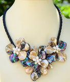 Freshwater Pearl Shell Flower Necklace 18 Inch Beads Nature Hand