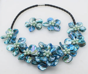 Baroque Flower Freshwater Pearl Necklace Earrings Set