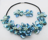 Baroque Flower Freshwater Pearl Necklace Earrings Set