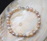 7-8mm Freshwater Pearl Bracelet Pink Purple 7.5in