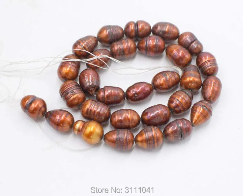 Freshwater Pearl Brown Egg Beads 11-13mm for DIY Jewelry Making