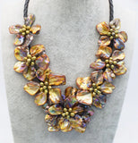 Brown Shell Baroque Flower Necklace Set