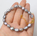 Gray Baroque Freshwater Pearl Bracelet 7.5inch