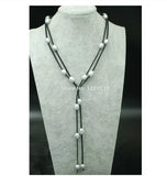 Freshwater Pearl Gray Egg Big Hole 9-13mm Leather Necklace