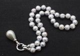 Freshwater Pearl Gray 11-12mm Shell Drop Necklace 18 Inch